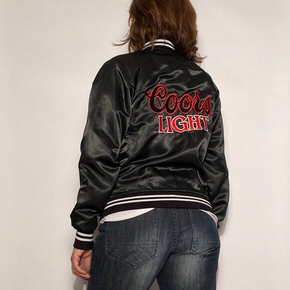 Vintage 1980s COORS LIGHT Beer Embroidered Satin Bomber Jacket! Small to Medium - Picture 12 of 14